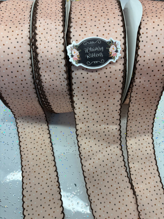 POLKA DOTS W BROWN STITCHING