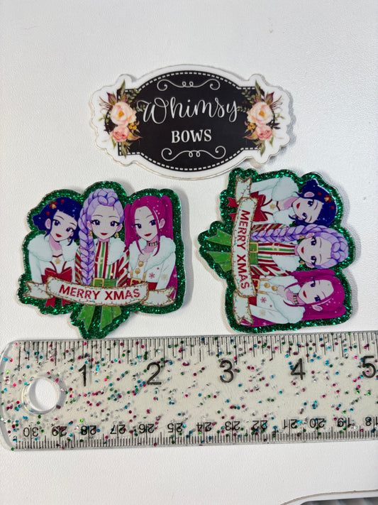 HUNTRX K-pop demon hunters Christmas GLITTER Large Resin