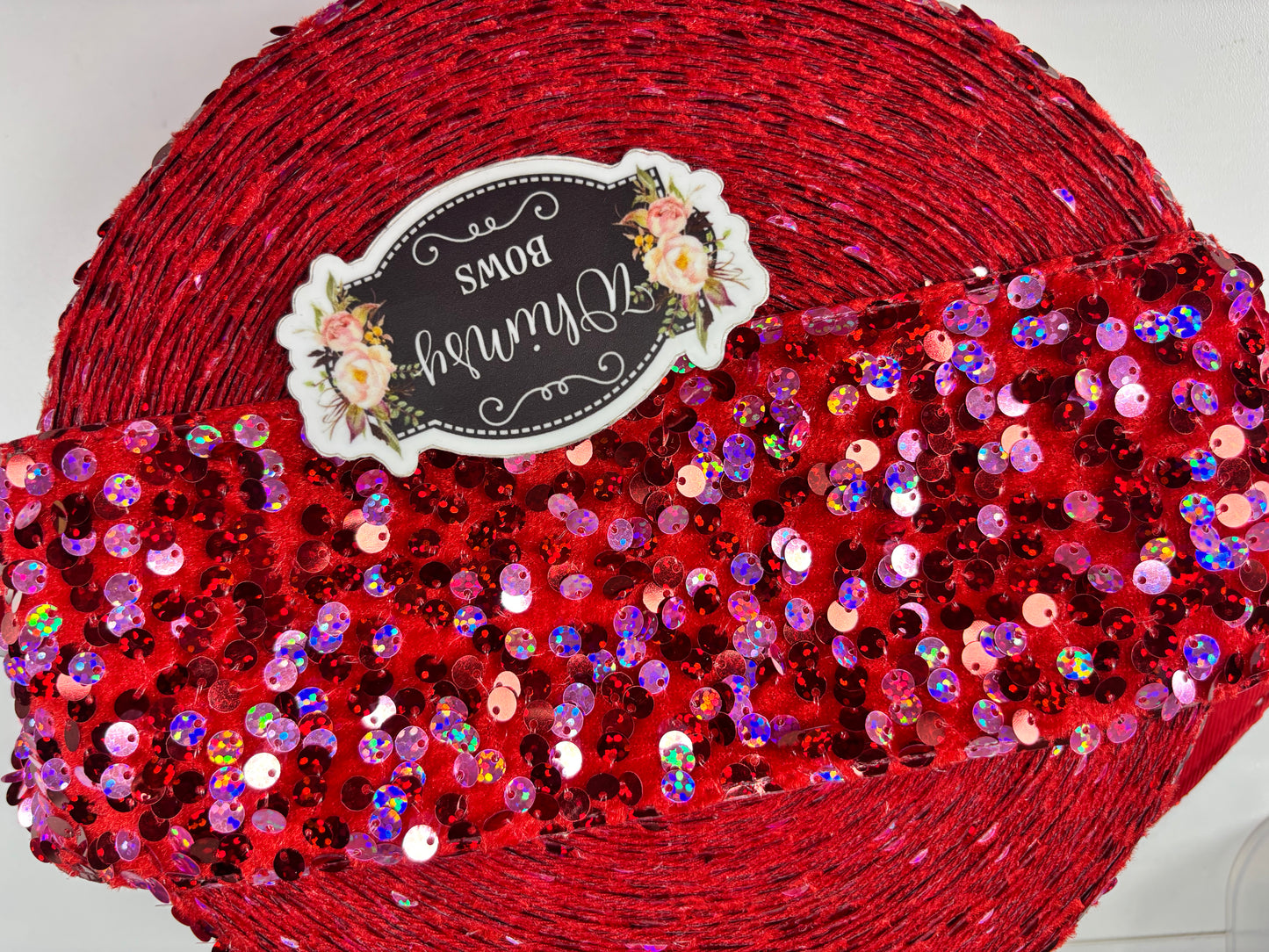 3 INCH SEQUIN RED WITH PINK 36 inches***