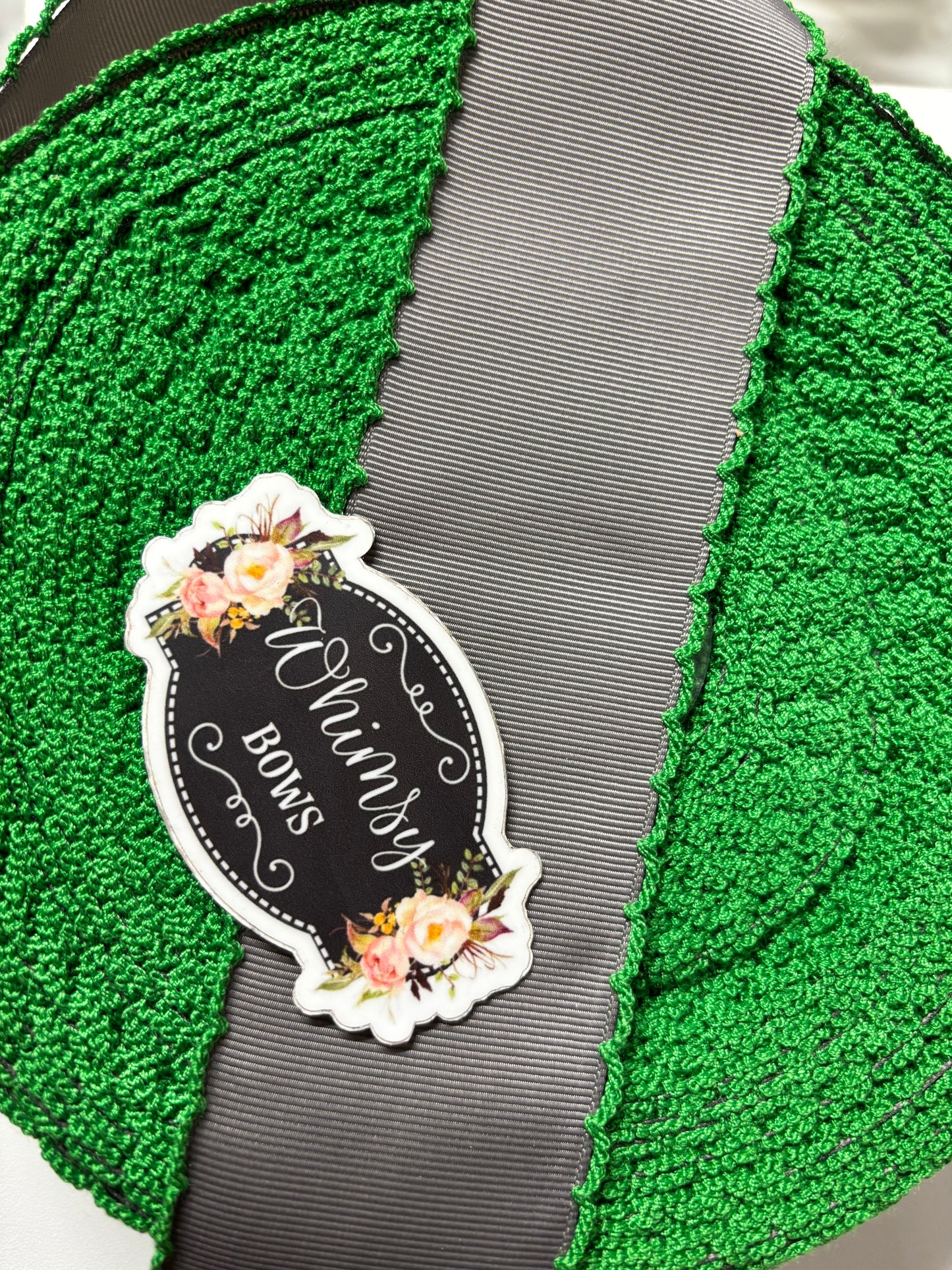 2 INCH MOONSTITCH METAL GREY WITH GREEN STITCHING- SALE