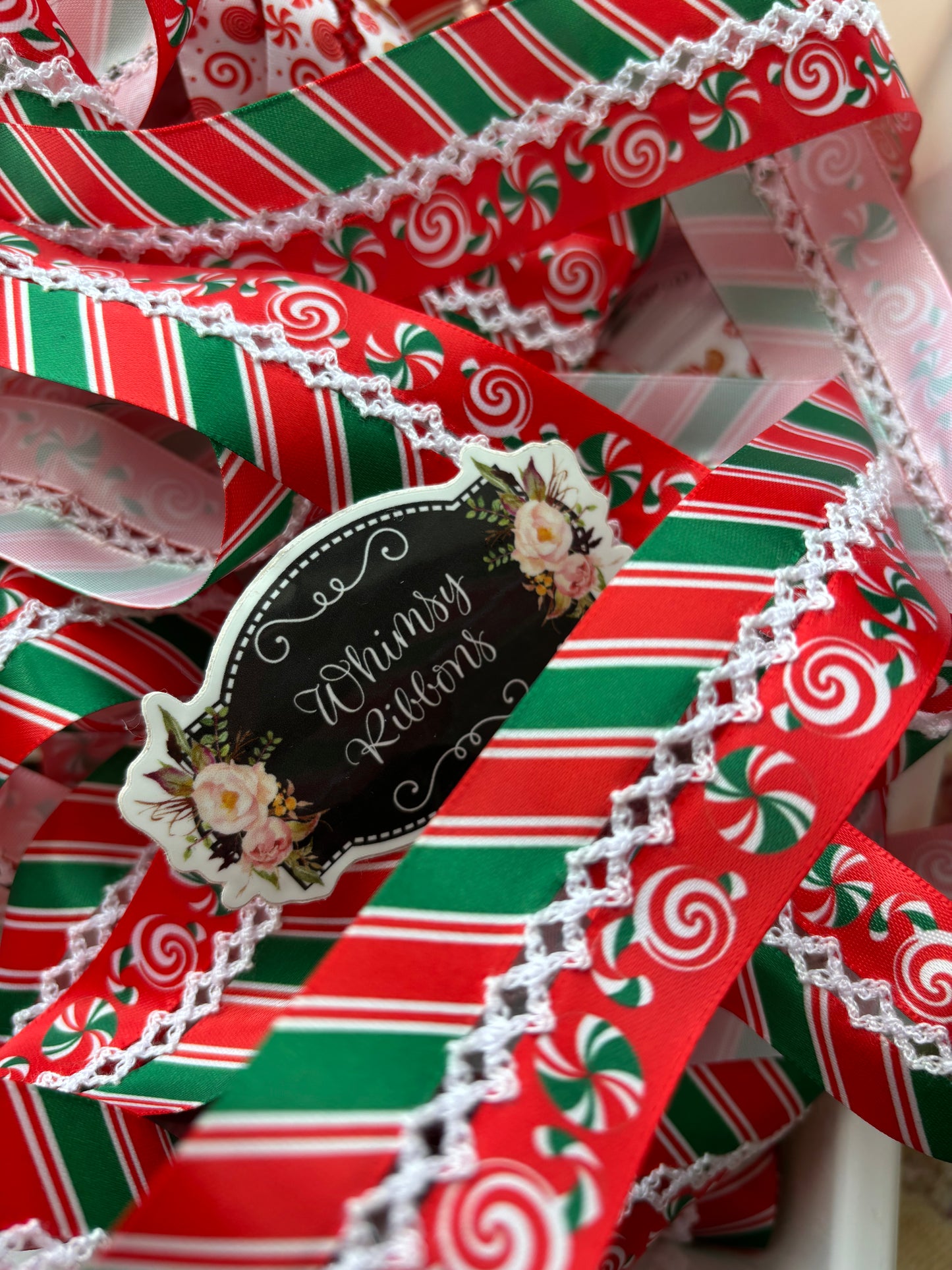 1.25 inch satin printed stiching ribbon  choose print and yards - this ribbon is cut at 4 yds per roll