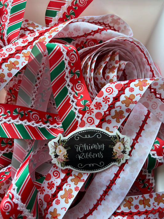 1.25 inch satin printed stiching ribbon  choose print and yards - this ribbon is cut at 4 yds per roll