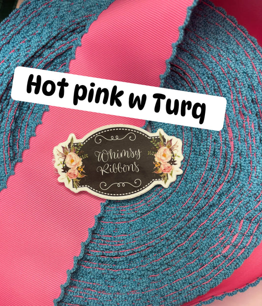 1.5 HOT PINK W TURQUOISE STITCHING