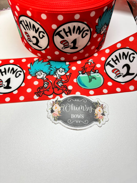 1.5  INCH THING ONE THING TWO CAT HAT  RIBBON