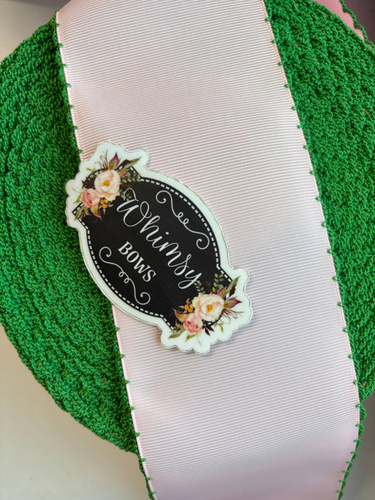 1.5. LIGHT PINK W GREEN MOONSTITCH RIBBON