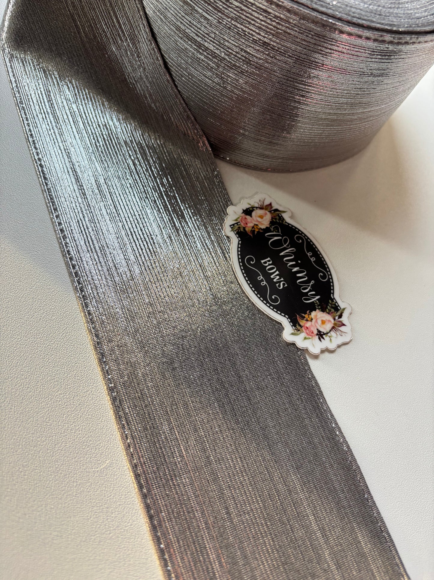 3 INCH SILVER SOFT METALLIC  RIBBON