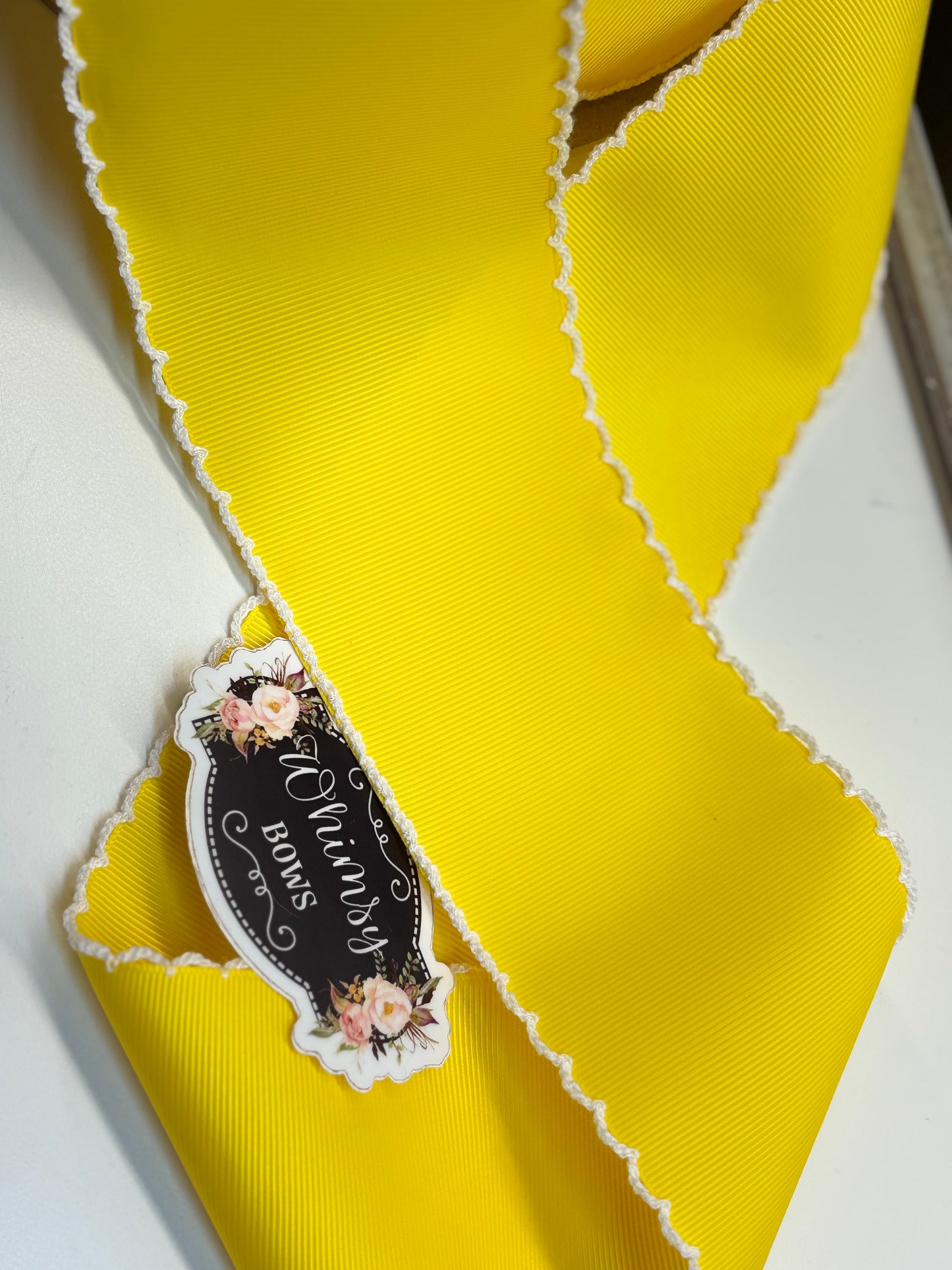 3 INCH DAFFODIL YELLOW MOONSTITCH RIBBON