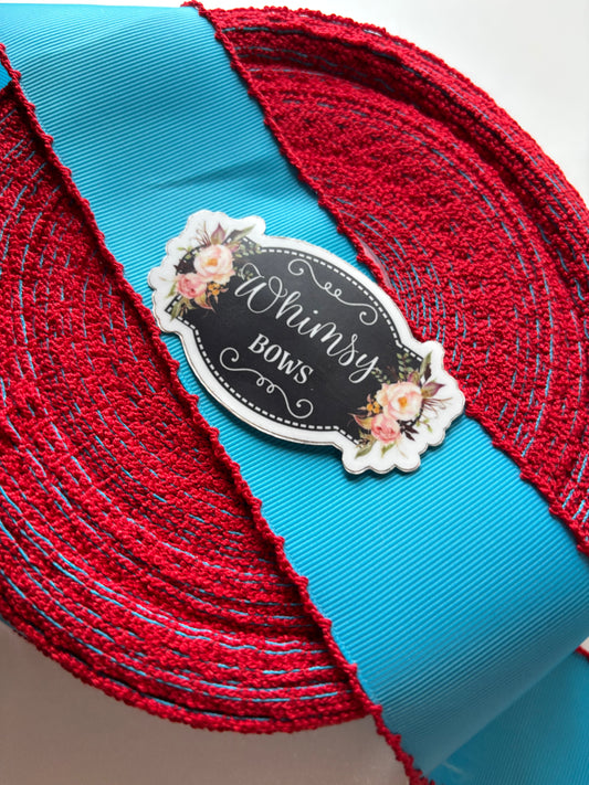 2 INCH MOONSTITCH TURQUOISE WITH RED
