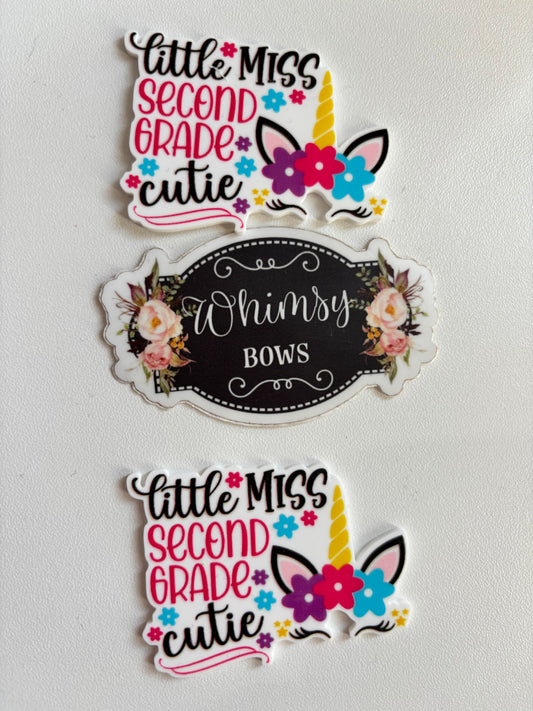 LITTLE MISS SECOND GRADE CUTIE UNICORN - back to school LARGE RESIN