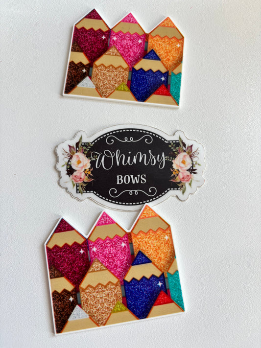 COLORED PENCIL TOPS - back to school LARGE RESIN
