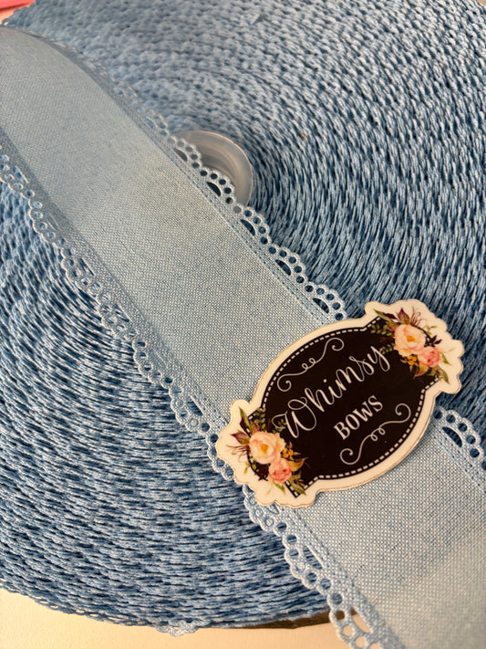 2.5 inch  SCALLOPED LACE BLUE   RIBBON NO WIRE