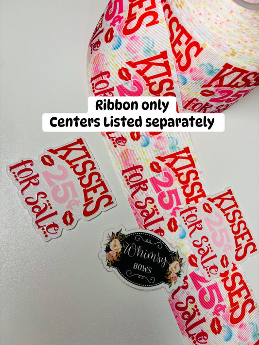 KISSES VALENTINES 2 inch ribbon-