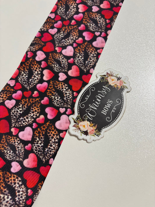 LIPS w HEARTS VALENTINES  3INCH  RIBBON