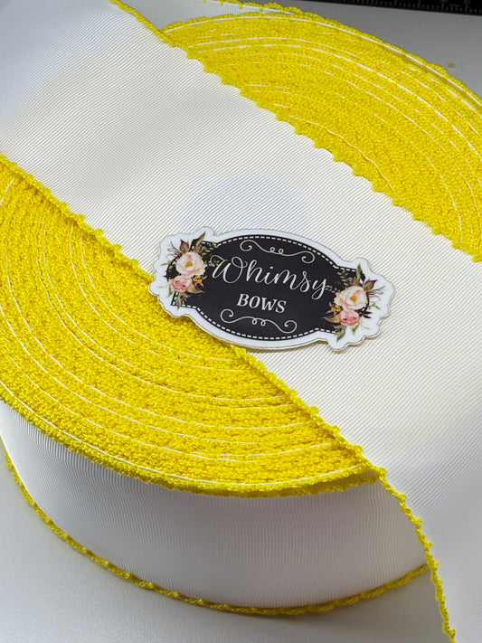 2 INCH WHITE WITH DAFFODIL STITCHING