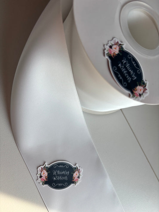 WHITE 3 INCH  DOUBLE SIDED SATIN  - 2 yard roll
