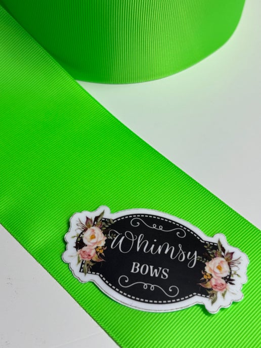 ACID GREEN. 3 inch solid grosgrain - 5 yard roll – Whimsy Ribbons and Bows