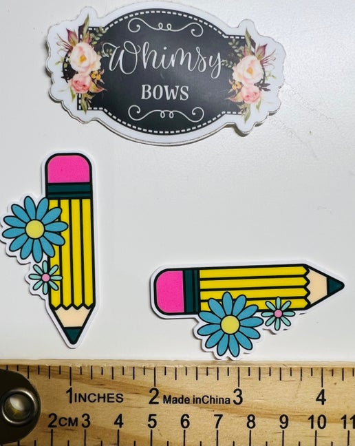 PENCIL w flowers large resin
