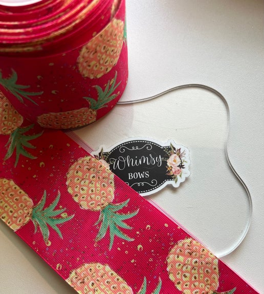 3 INCH PINEAPPLES ON HOT PINK RIBBON SALE PRICE
