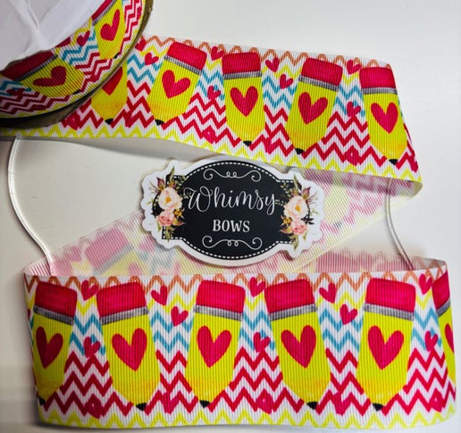 2 inch heart pencil on chevron