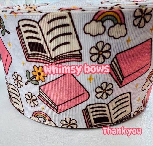 BOOKS W FLOWERS 3 INCH RIBBON
