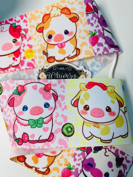 COLORFUL COWS 3 INCH RIBBON