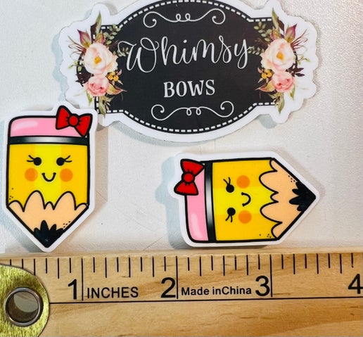 Pencils w faces small resin