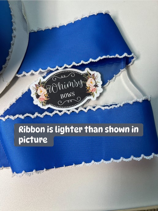 Whimsy Ribbon Blue 2 INCH MOONSTITCH RIBBON ROYAL BLUE – Whimsy Ribbons and Bows