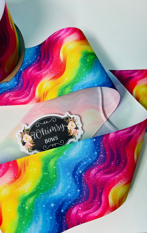 3 INCH RAINBOW WAVE RIBBON