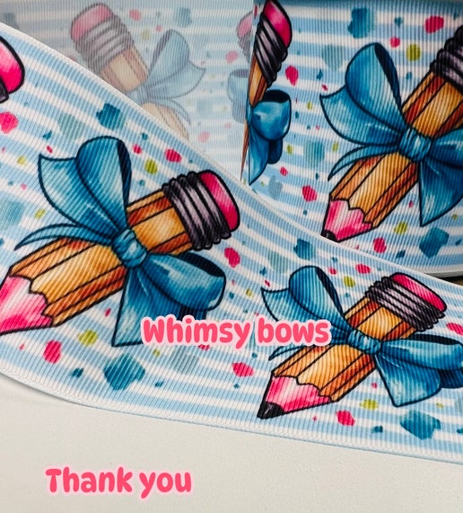 PENCIL W BLUE BOW 3 INCH